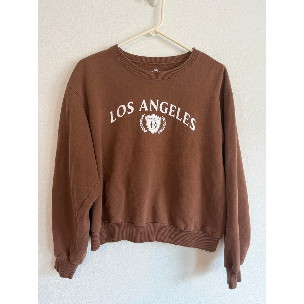Hollister Los Angeles Graphic Sweatshirt Brown Crewneck Pullover Womens Medium